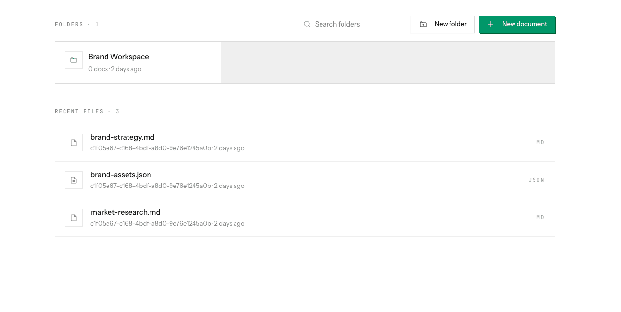 Briefs, files, and context — in one home. screen in Clymb